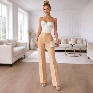 Zara light-camel Flared pants